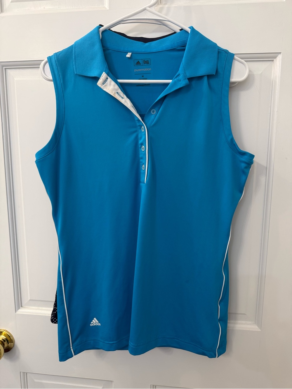Adidas Women’s Golf Sleeveless Polo Tank - Bright Blue with White Trim